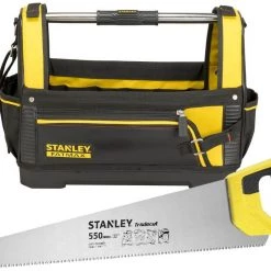 Stanley Boîte à Outils 1-93-951SB Sac à Outils Ouvert Fatmax 18" + Scie à Main Universelle 550 Mm